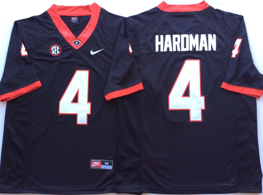 Men Georgia Bulldogs #4 Hardman Black Nike NCAA Jerseys